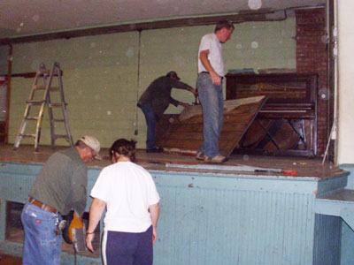 working on the stage