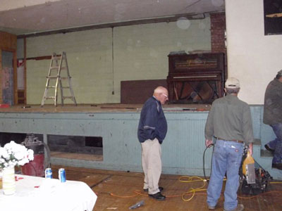 working on the stage