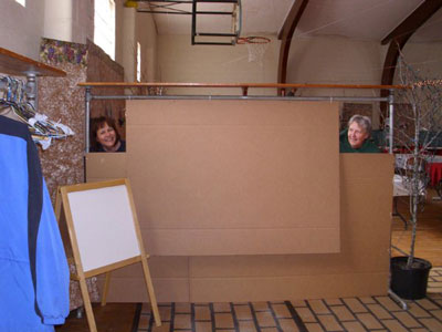 putting cardboard decorations